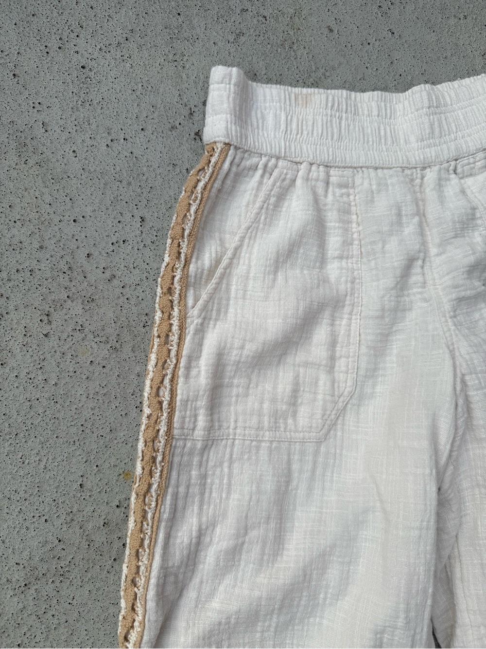 AERIE High Waisted Boho Cream WIDE LEG PANTS Pockets SZ XS - Picture 7 of 9